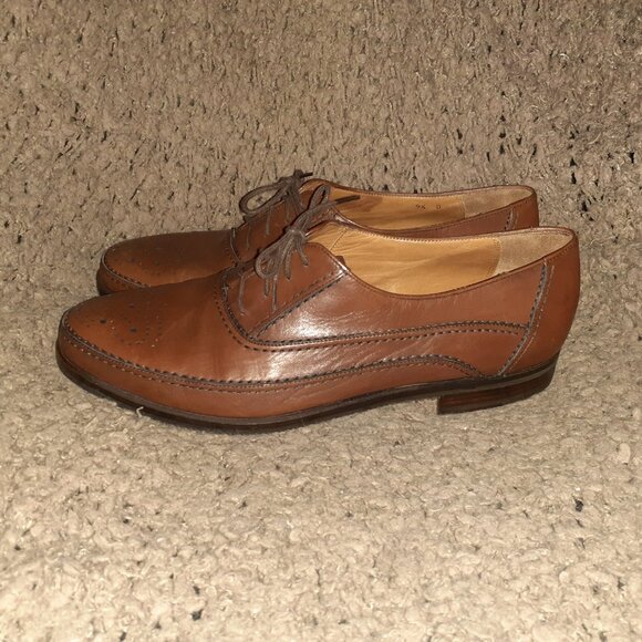 BALLY-Brown Leather Oxford/Brogue-CHELSEA- Shoes-Lace Up-Sz 9.5D-Near Mint - Picture 2 of 8